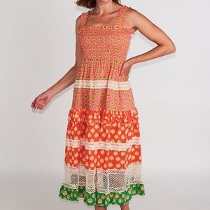 CK Bradley Midi Dress in Pink and Orange